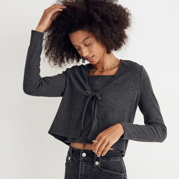 Madewell Brushed Rib Tie-Front Cardigan - Picture 2 of 10